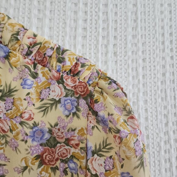 Vintage Leslie Fay Yellow Floral Prairie Cottagecore Midi Dress Size 18 (XL Fit) - Picture 13 of 16